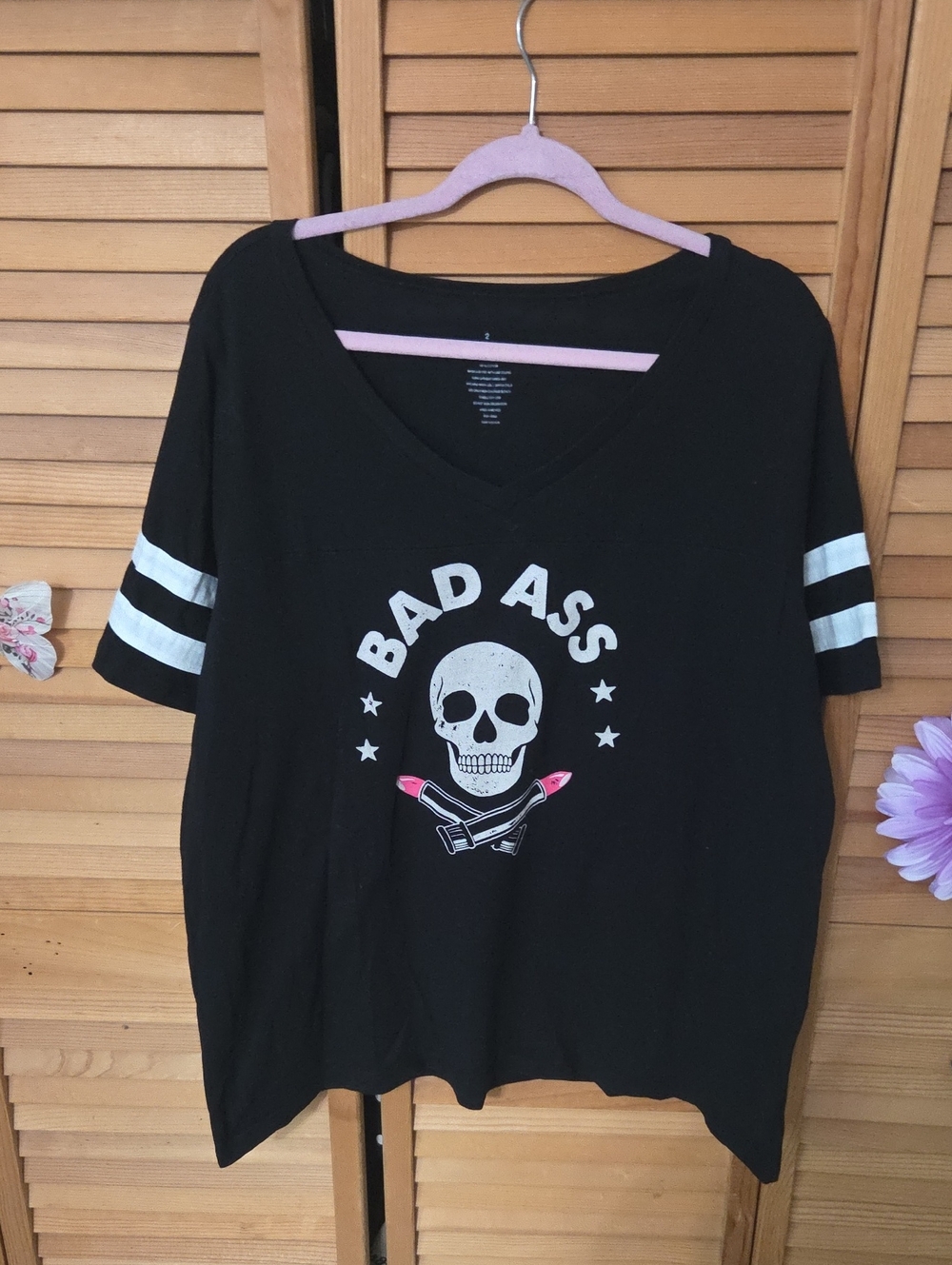 Torrid Vintage 2016 Like New Black Tee with White Badass Skull Logo